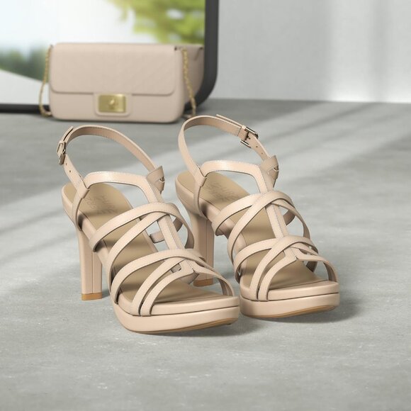 Naturalizer Women Barely Nude Synthetic Open Rounded Toe Slingback Baylor Sandal - Picture 2 of 10